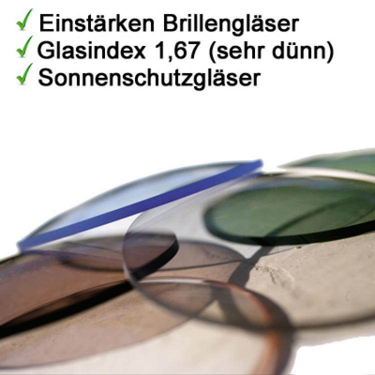 2 Sonnenschutz Brillengläser Kunststoff im Index 1 67